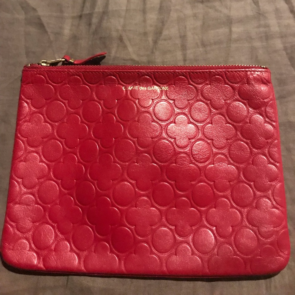 Comme Des Garçon Embossed Leather Wallet (Red)